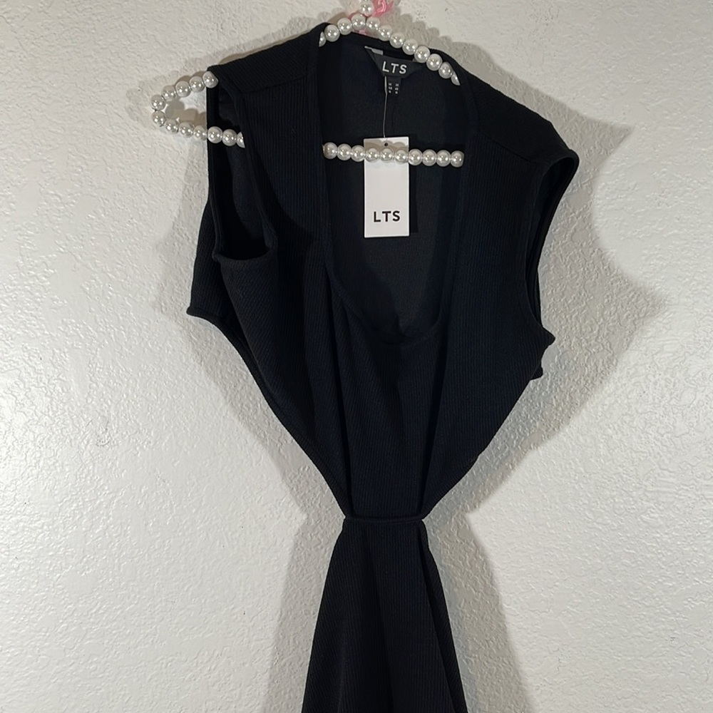 LTS Tall Black Cut Out Detail Mini Dress Size 16 NEW - Picture 5 of 15